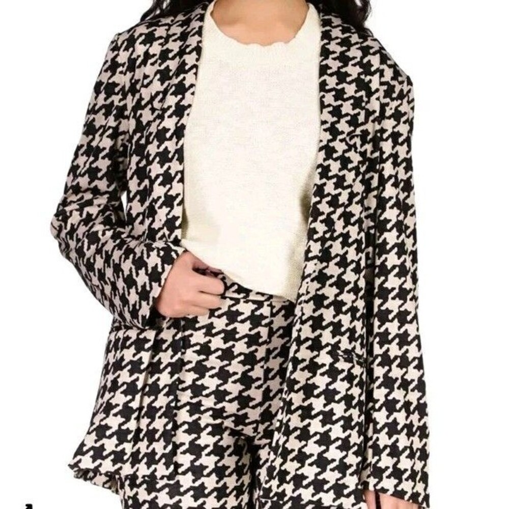 NWT Sanctuary City Houndstooth Blazer Jacket Off-White Crafted Tailored Size 1X